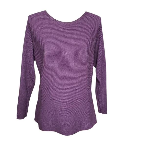 Cyrus Women's Size Large Purple Ribbed Long Sleeve Sweater - Picture 1 of 5
